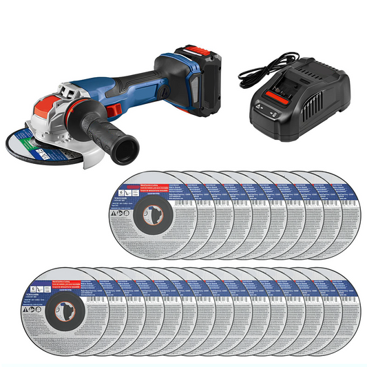 18V High-Performance Angle Grinder Kit – 5–6" System with 8.0Ah Battery + 25 Grinding Wheels