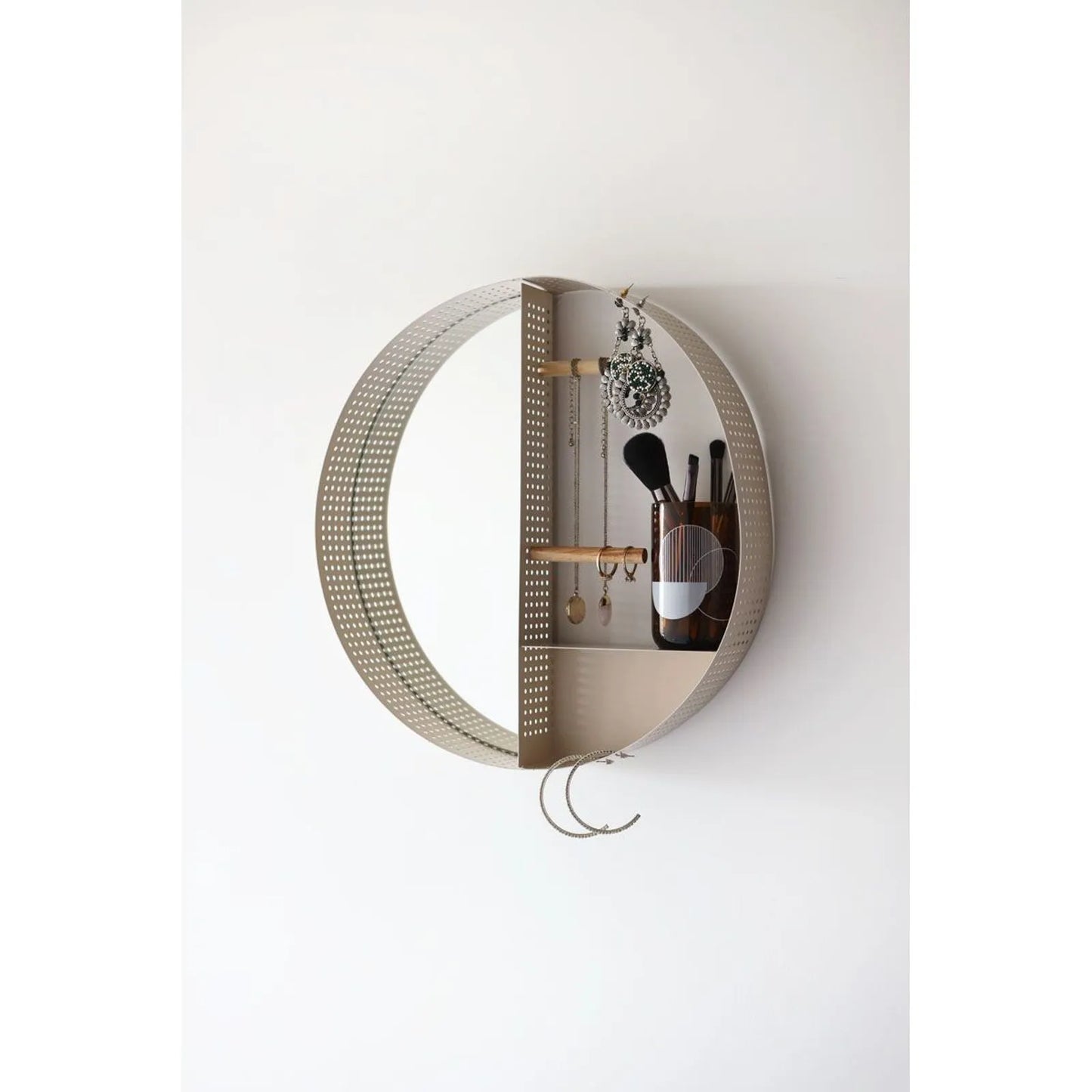 Round Metal Wall-Mounted Jewelry Box