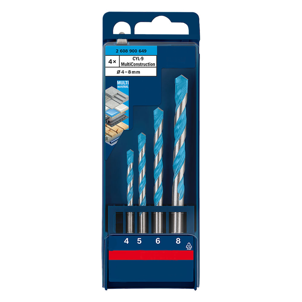 🛠 Multi-Construction Drill Bit Set – Ø 4, 5, 6 8 mm